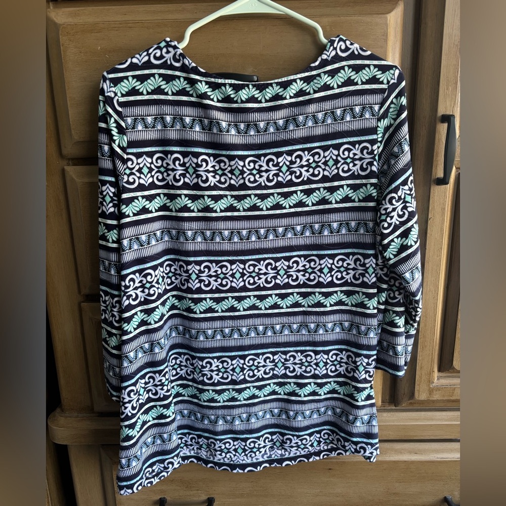 Croft & Barrow Patterned Crew Neck Women's Top, size large